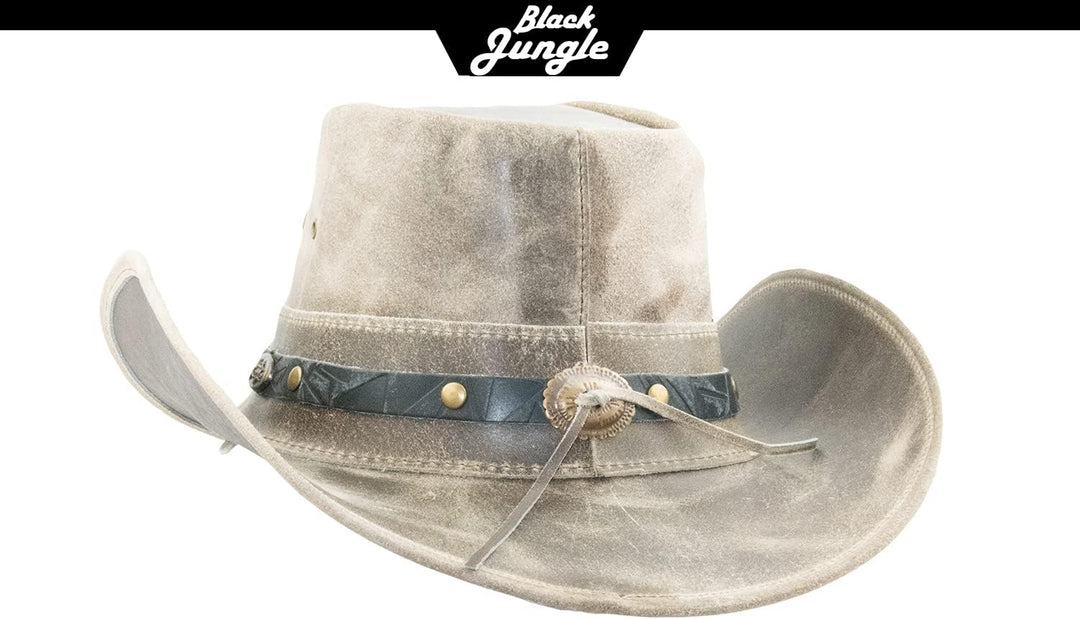 Black Jungle Ontario Outdoor Western Lederhut Australien Cowboy Lederhüte Reiterhut Unisex S Charcoa