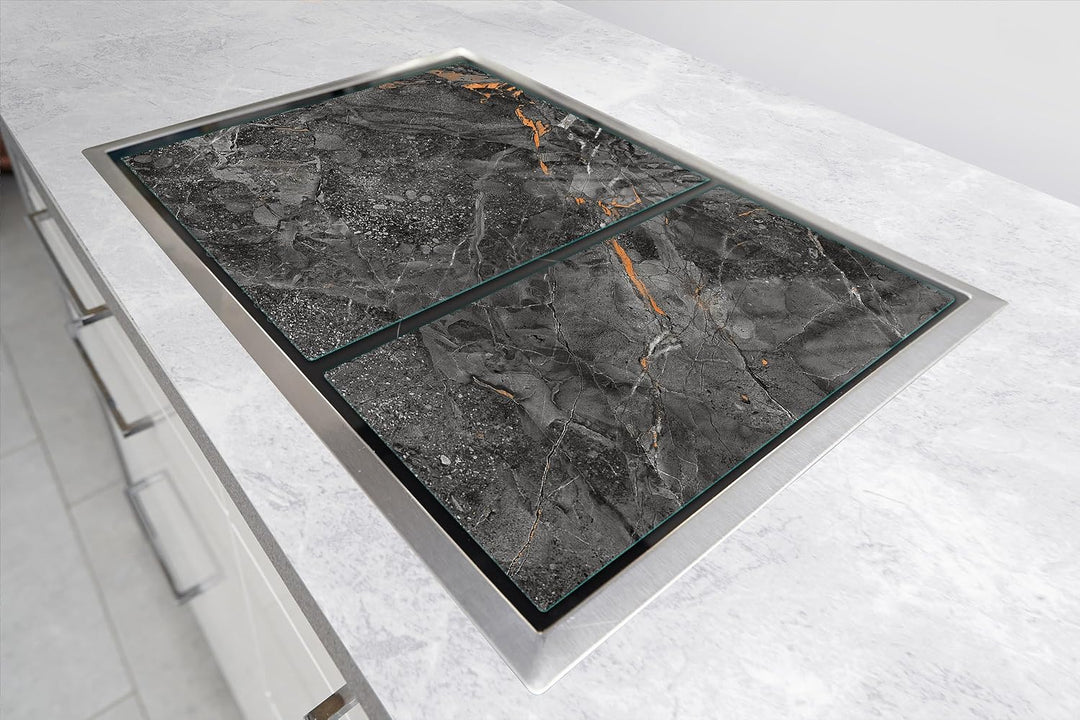 TMK ArtDeko Herdabdeckplatte 2 Teilig 40x52 + 35x52 cm - Spritzschutz Herdabdeckung – Herdschutz aus