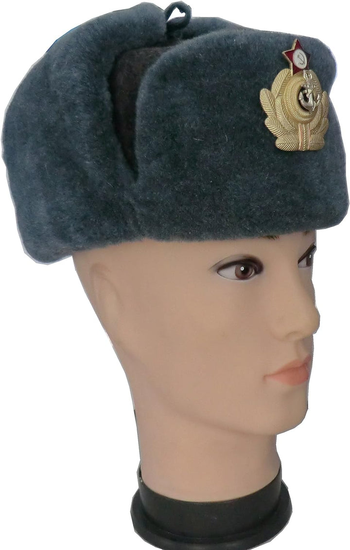 RUSSIANSTORE Russische Fellmütze Wolle, Shapka Ushanka, Wintermütze Militärmütze der Sowietischen Ma