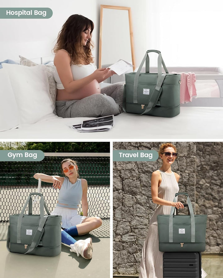 LOVEVOOK Reisetasche Damen, Wasserdicht Weekender Travel Bag mit Schuhfach, Duffle Bag Kliniktasche