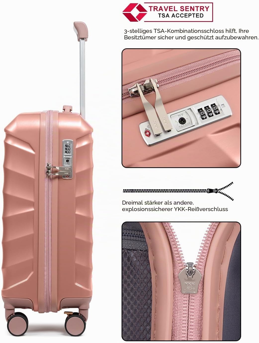 Sea choice Reisekoffer Set 5 Teilig ABS Hartschale Trolley Kofferset Gepäckset Grosse Kapazität Hand