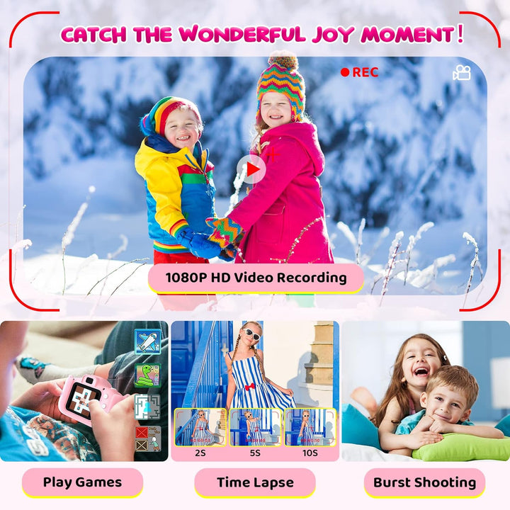 Kinder Kamera, 2.0”Display Digitalkamera Kinder ，Geschenke für 3 4 5 6 8 7 9 10 11 12Jahre Jungen un