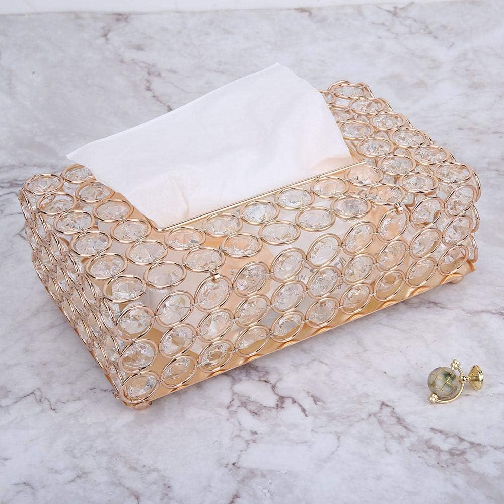 Rechteckigen Kristall Tissue Box Cover Edelstahl Serviettenkoffer für Lagerung und Wohnkultur(Gold),