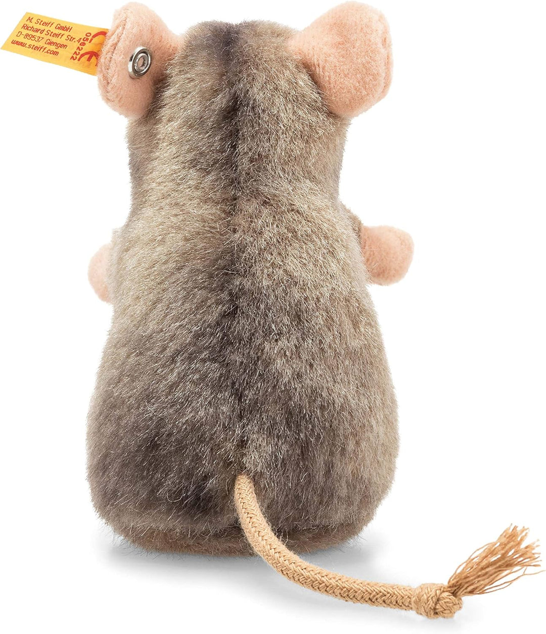 Steiff Piff Maus aufwartend - 10 cm - Kuscheltier für Kinder - Plüschmaus - waschbar - grau (056222)