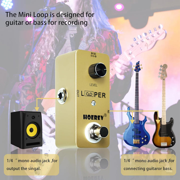 Hoerev Gitarre Mini Loop Effektor Looper Sampler Effekte Tuner für elektrische akustische Gitarre Ba