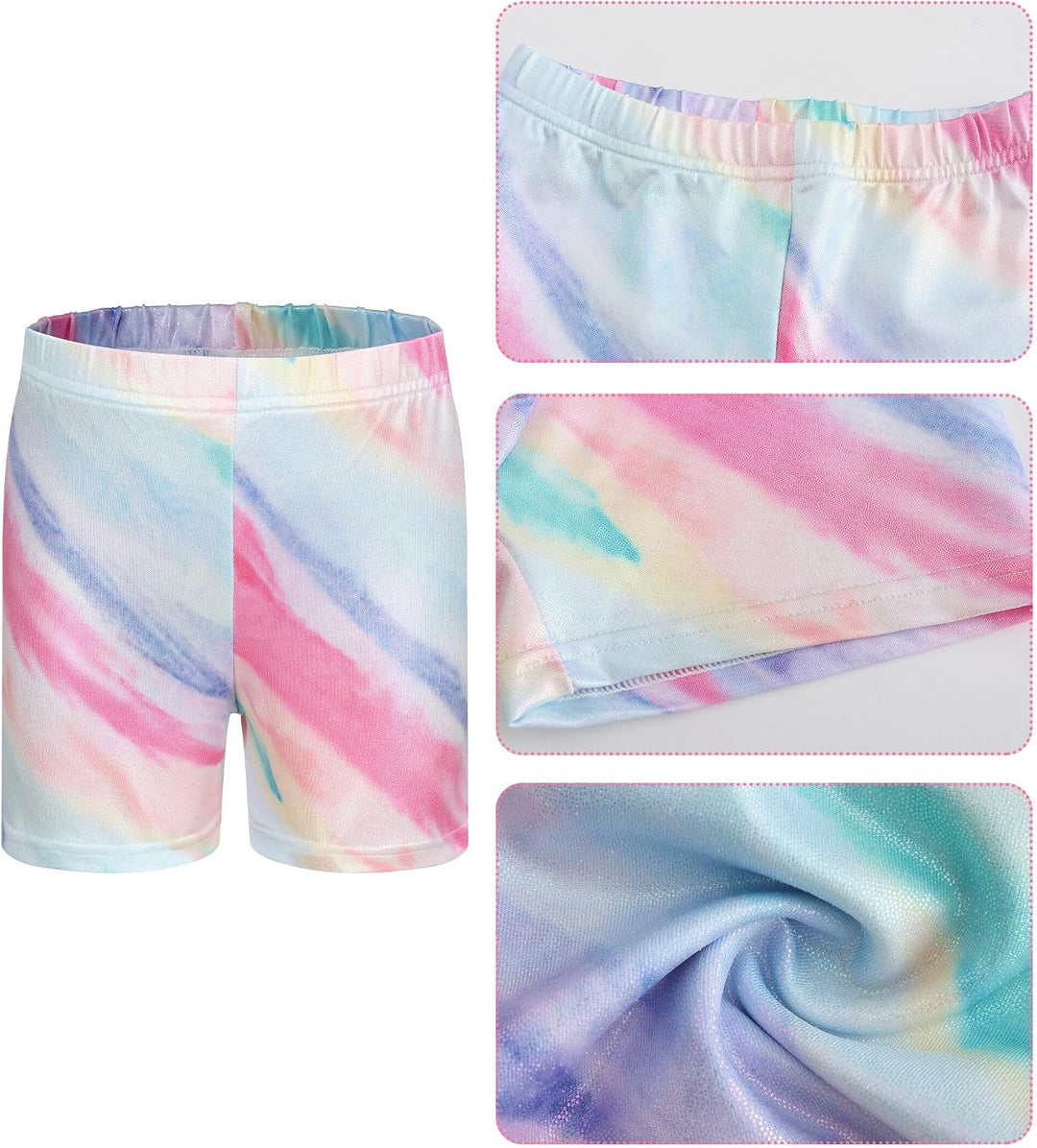 SEAUR Mädchen Turnanzug Turnshorts Haarband Set Kinder Turnen Trikot Shorts Gymnastik Ärmellos/Langa