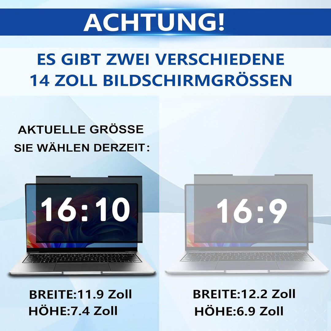 Magnetischer Laptop Blickschutzfolie 14 Zoll 16:10, Abnehmbarer Laptop Sichtschutzfilter und Blendfr