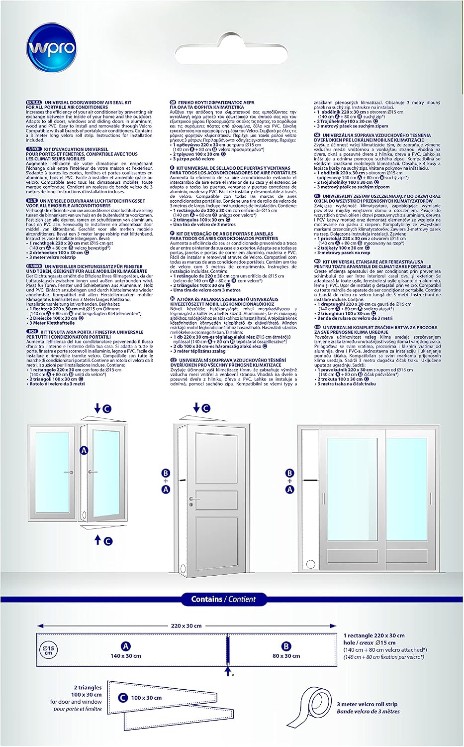 Klimageräte-Luftabdichtungskit, Wpro ASK007, Fensterdichtung, Dichtungssatz für Fenster oder Türen b