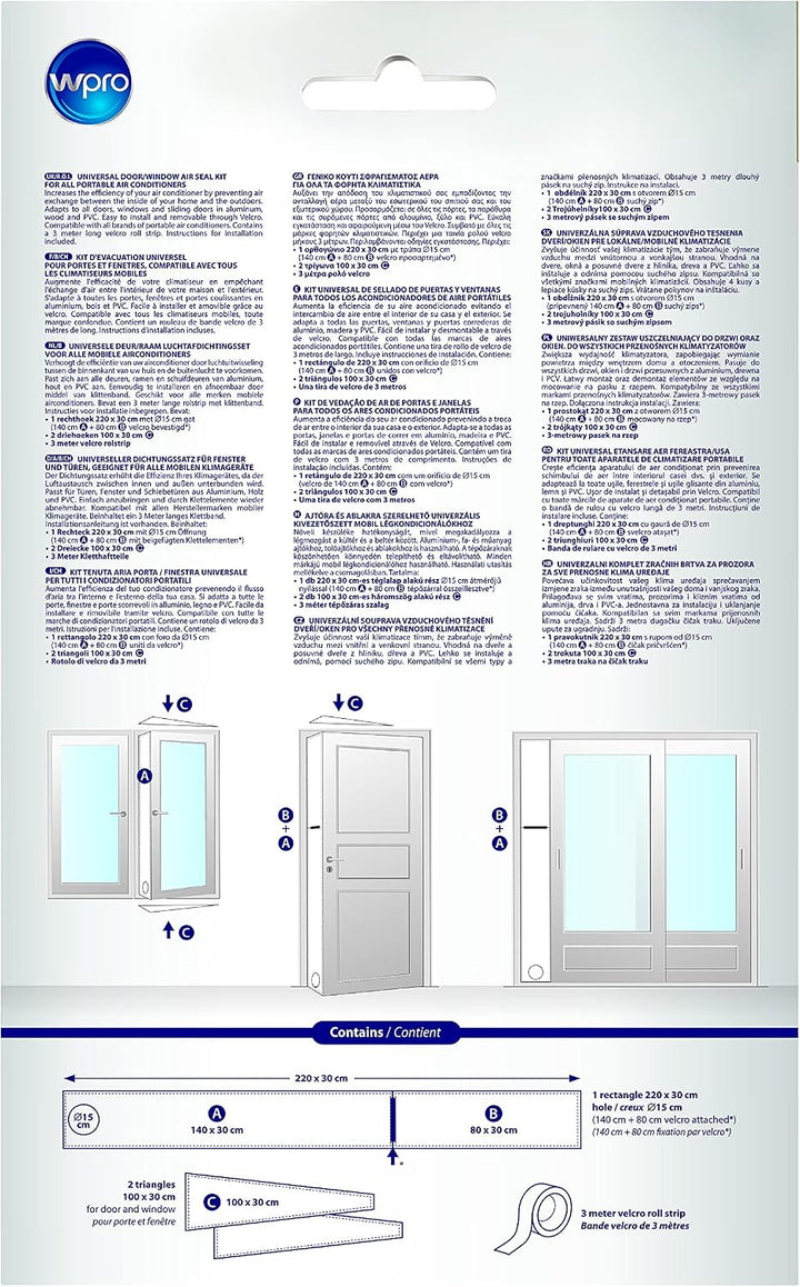 Klimageräte-Luftabdichtungskit, Wpro ASK007, Fensterdichtung, Dichtungssatz für Fenster oder Türen b