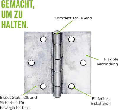 Alberts 852016 Scharnier | quadratisch | Edelstahl | 60 x 60 mm | 20er Set, 60 x 60 mm