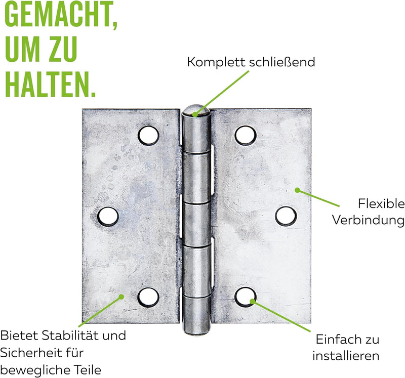 Alberts 852016 Scharnier | quadratisch | Edelstahl | 60 x 60 mm | 20er Set, 60 x 60 mm