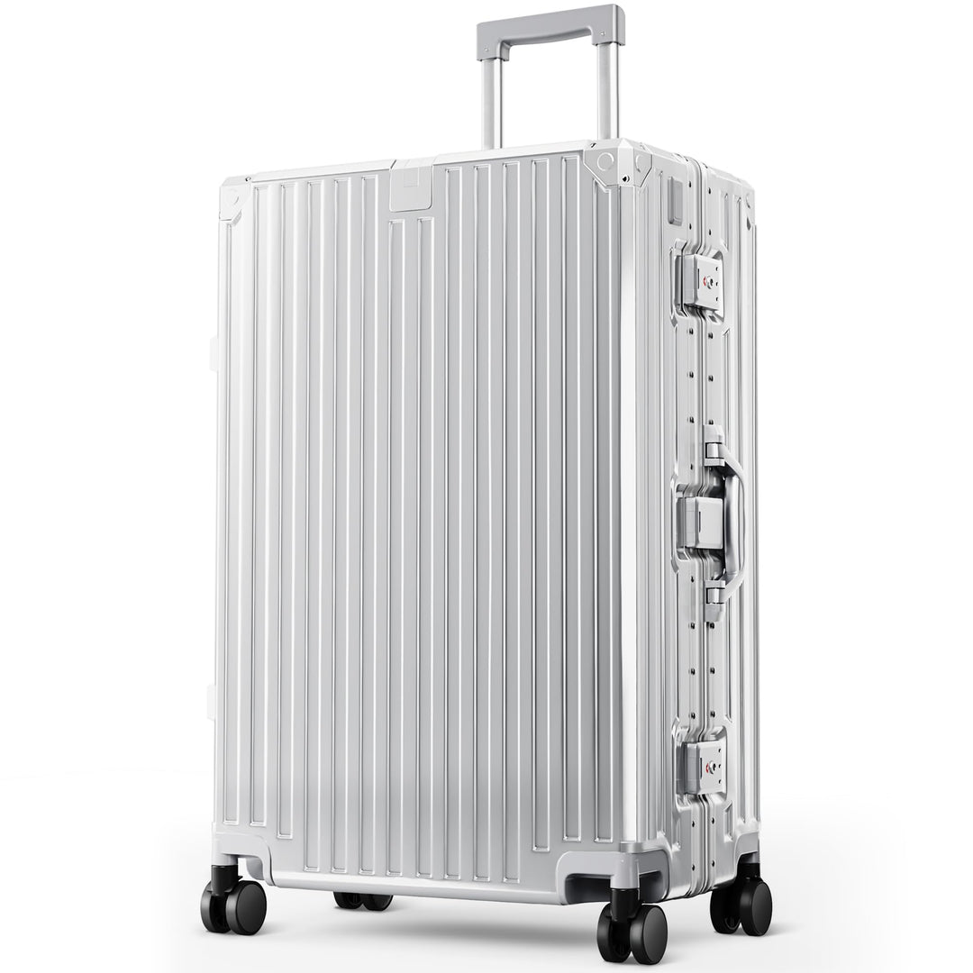 ALPHA CAMP Koffer XL Reisekoffer mit Rollen TSA Schloss, Hartschalenkoffer Gross Suitcase Aluminium