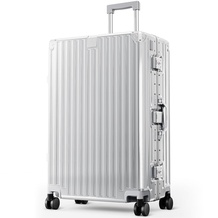 ALPHA CAMP Koffer XL Reisekoffer mit Rollen TSA Schloss, Hartschalenkoffer Gross Suitcase Aluminium
