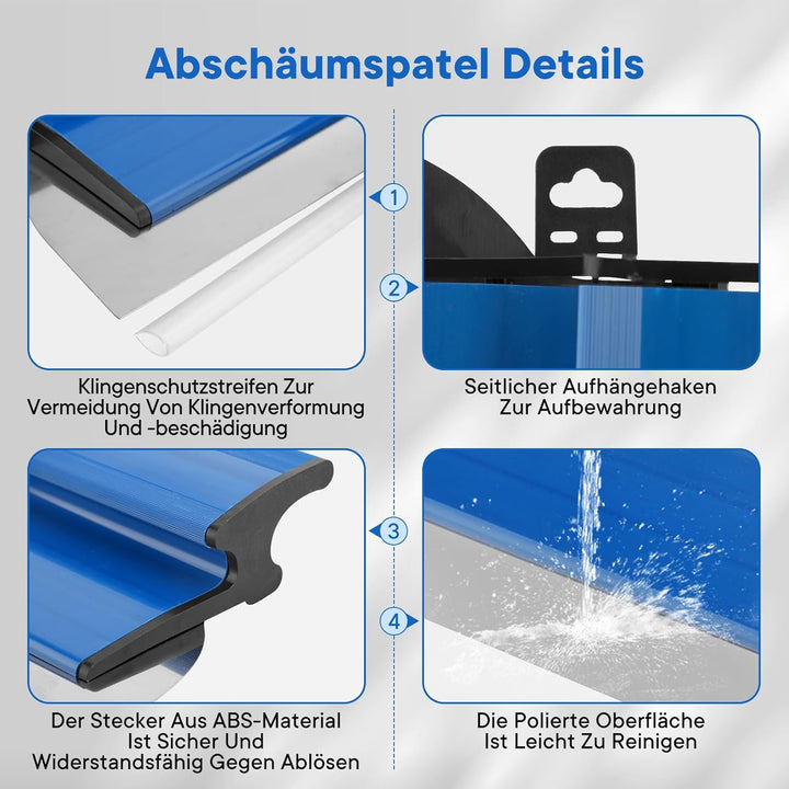 Flächenspachtel 60cm, Austauschbare 0,55mm Edelstahlklinge Spachtel Werkzeug mit Ergonomischem Z-Gri