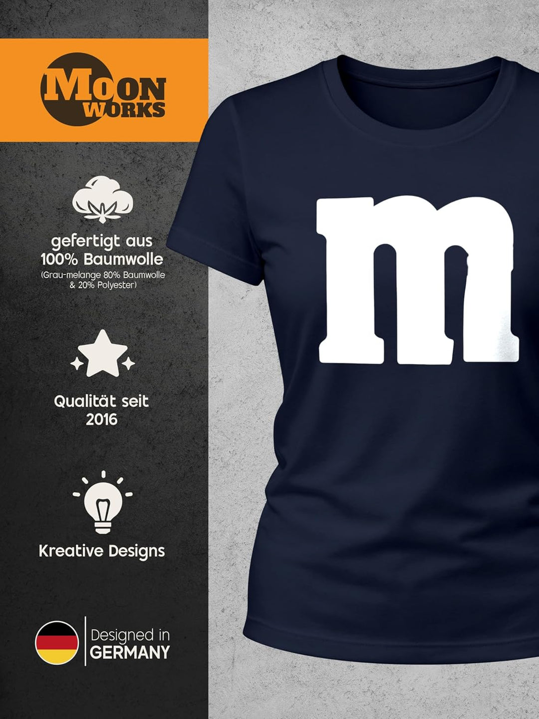 MoonWorks® Damen T-Shirt Gruppen-Kostüm M Aufdruck Kostüm Idee Fasching Karneval Verkleidung Mm Navy