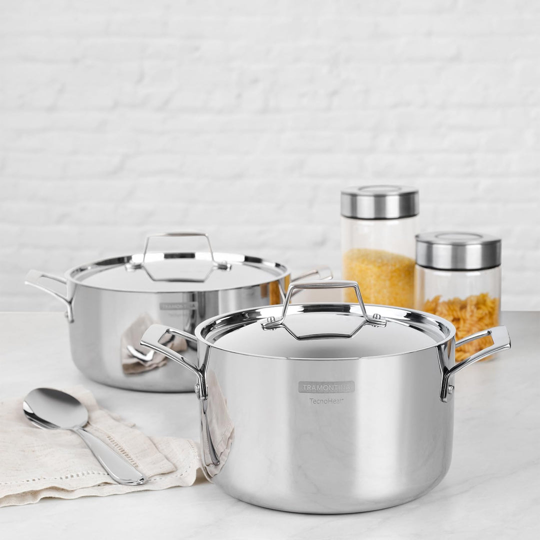 Tramontina GRANO Gemüsetopf, ø 24cm 7,7 Liter, Edelstahl, Induktion, ofenfest Gemüsetopf Ø24 cm, Gem
