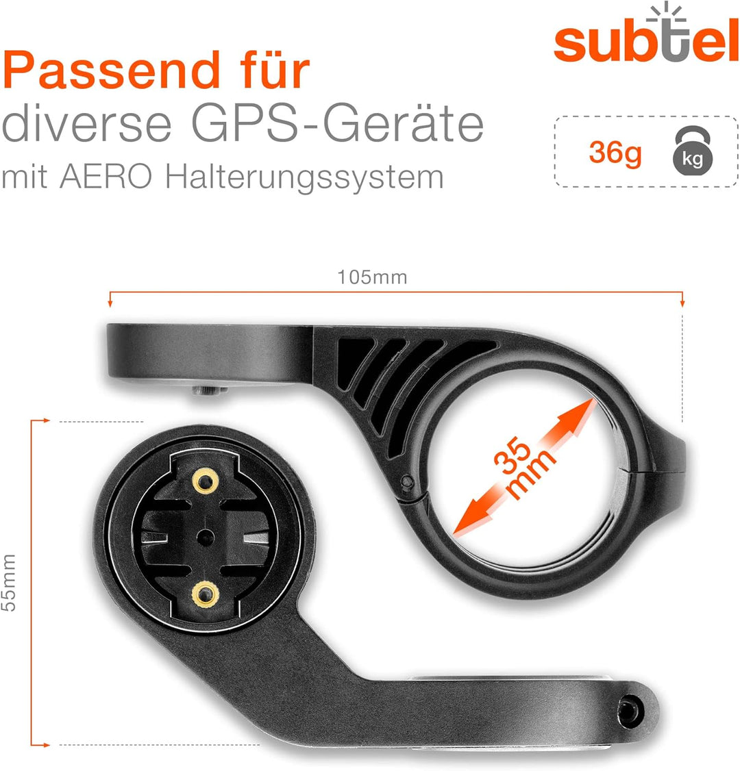 subtel Fahrradhalterung – Lenkerhalter für Navi, GPS & Fahrradcomputer – kompatibel mit Garmin Edge