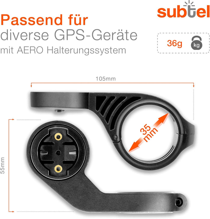 subtel Fahrradhalterung – Lenkerhalter für Navi, GPS & Fahrradcomputer – kompatibel mit Garmin Edge