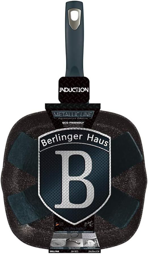 BerlingerHaus Granit Grillpfanne Bratpfanne 28cm BERLINGER Haus Metallic Aquamarine BH-1873