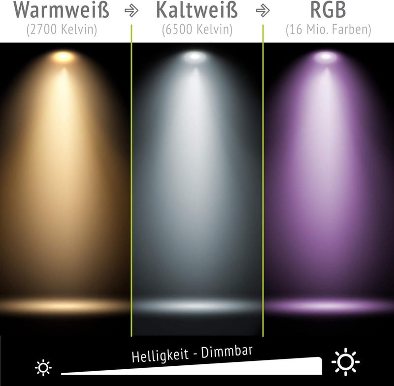 linovum LED Smart Lampe GU10 10er Pack kompatibel mit Alexa Echo Google Home App steuerbar - RGB & W