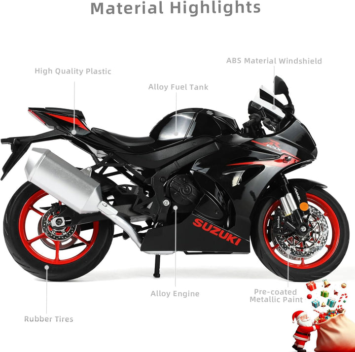 1:9 Motorrad Modell kompatibel für Suzuki GSX R1000R Legierung Diecast Motorrad Modell Spielzeug Min