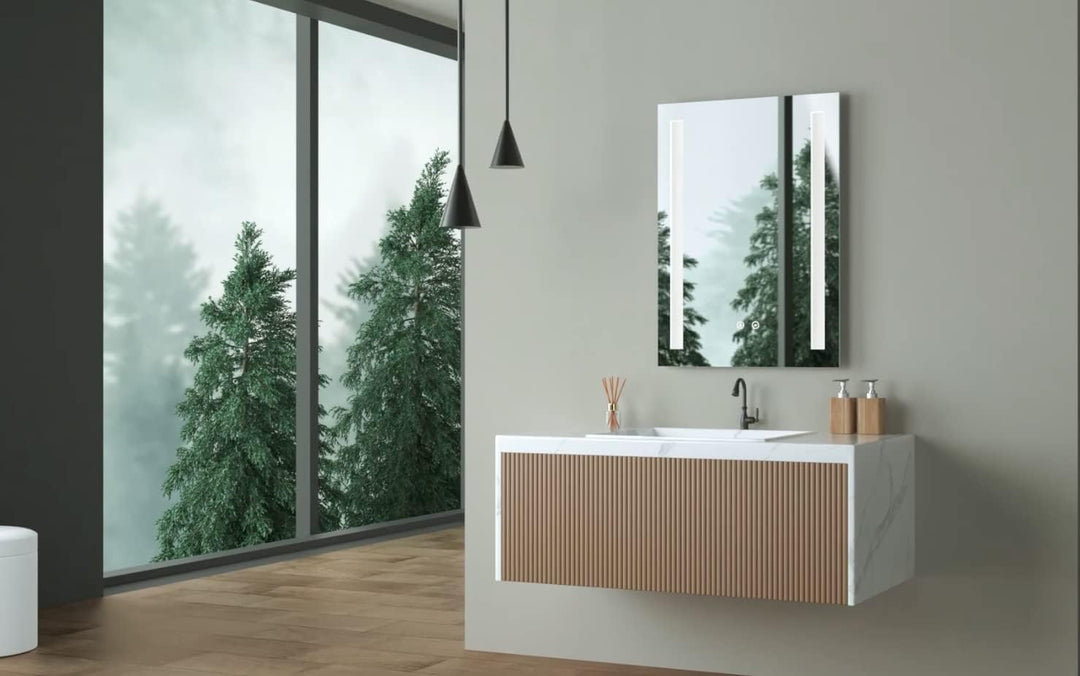 SGSpiegel Badspiegel mit Antibeschlag Heizung und seitlicher LED Beleuchtung, Badezimmerspiegel 70x5