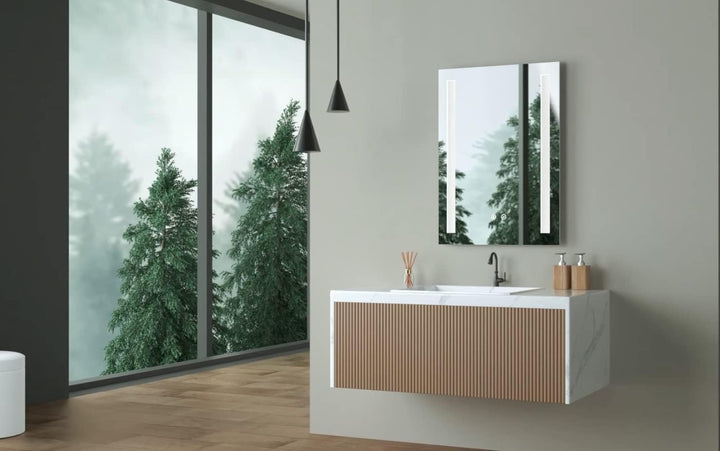 SGSpiegel Badspiegel mit Antibeschlag Heizung und seitlicher LED Beleuchtung, Badezimmerspiegel 70x5