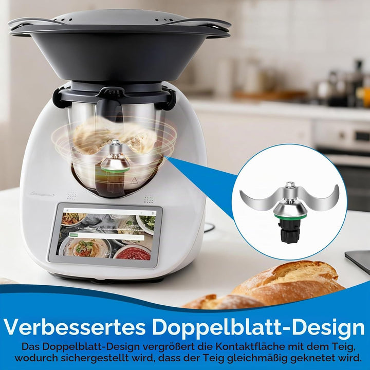 Teigmesser für Thermomix TM5 TM6, Edelstahl Teigmischmesser Messer, Mixmesser Ersatz Zubehör für Vor