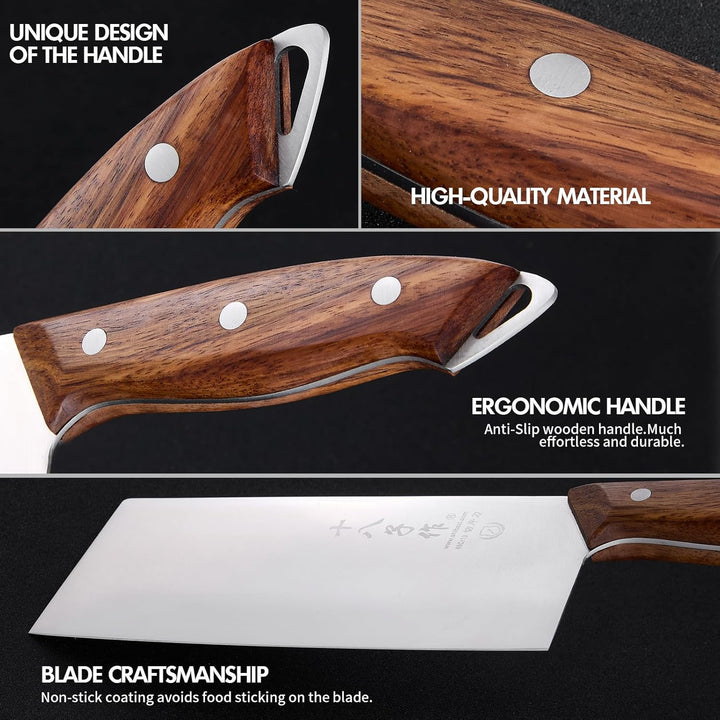 SHI BA ZI ZUO Küchenmesser,Professionelles Kochmesser Edelstahl Fleischbeil Messer Ultra-scharfe Kli