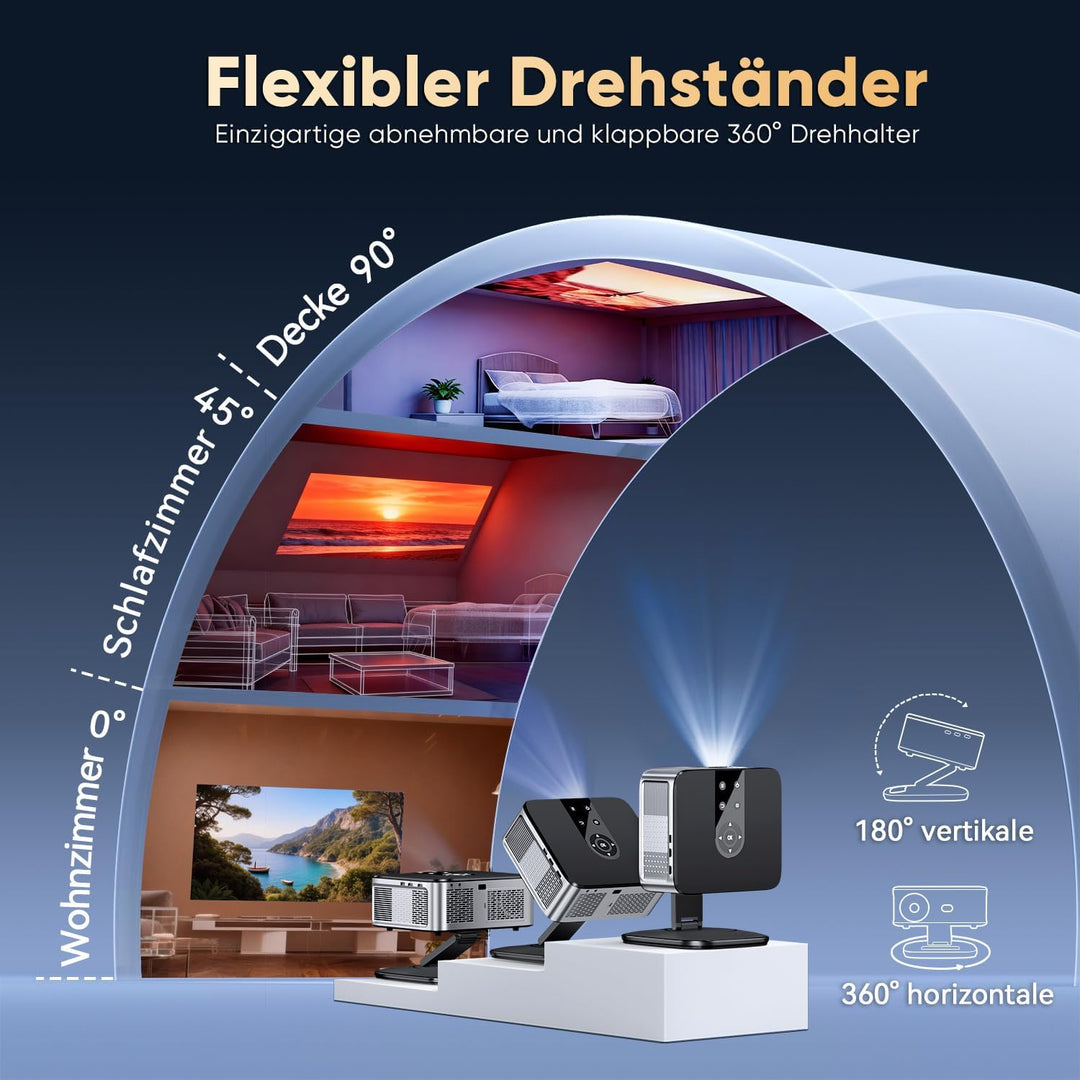 Beamer【1500 ANSI & Google TV】 HORLAT Beamer 4K Heimkino, Full HD 1080P WiFi6 Bluetooth, Autofokus/Tr