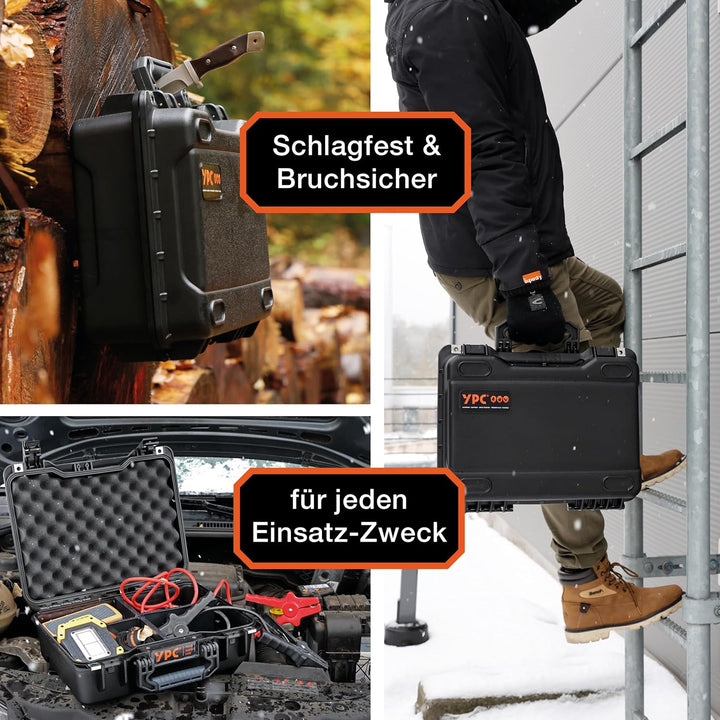 YPC Xplorer Case M – 40cm x 33cm x 16,5cm Outdoor Case, Sortierkoffer wasserdicht, Kamera Koffer Har