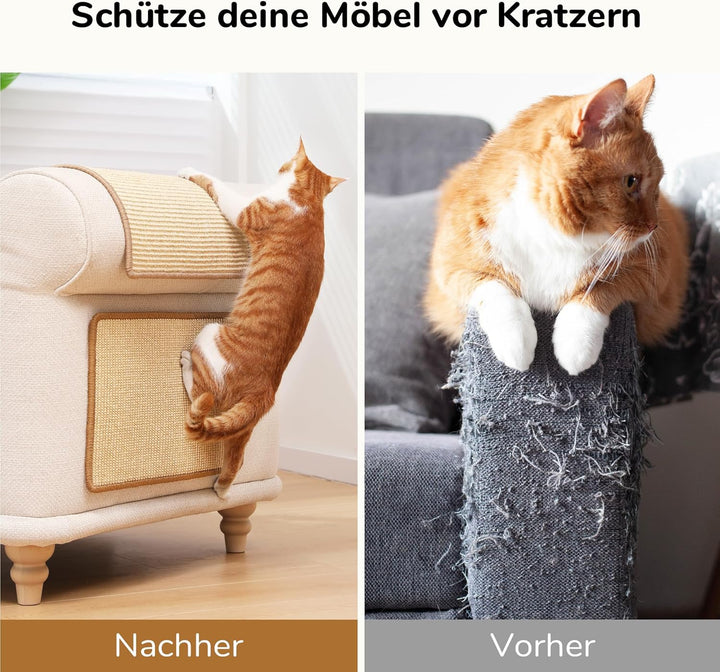 FUKUMARU Kratzmatte für Katzen aus natürlichem Sisal, 2 Stück, 50 x 30 cm, Kratzfeste Sofakratzmatte