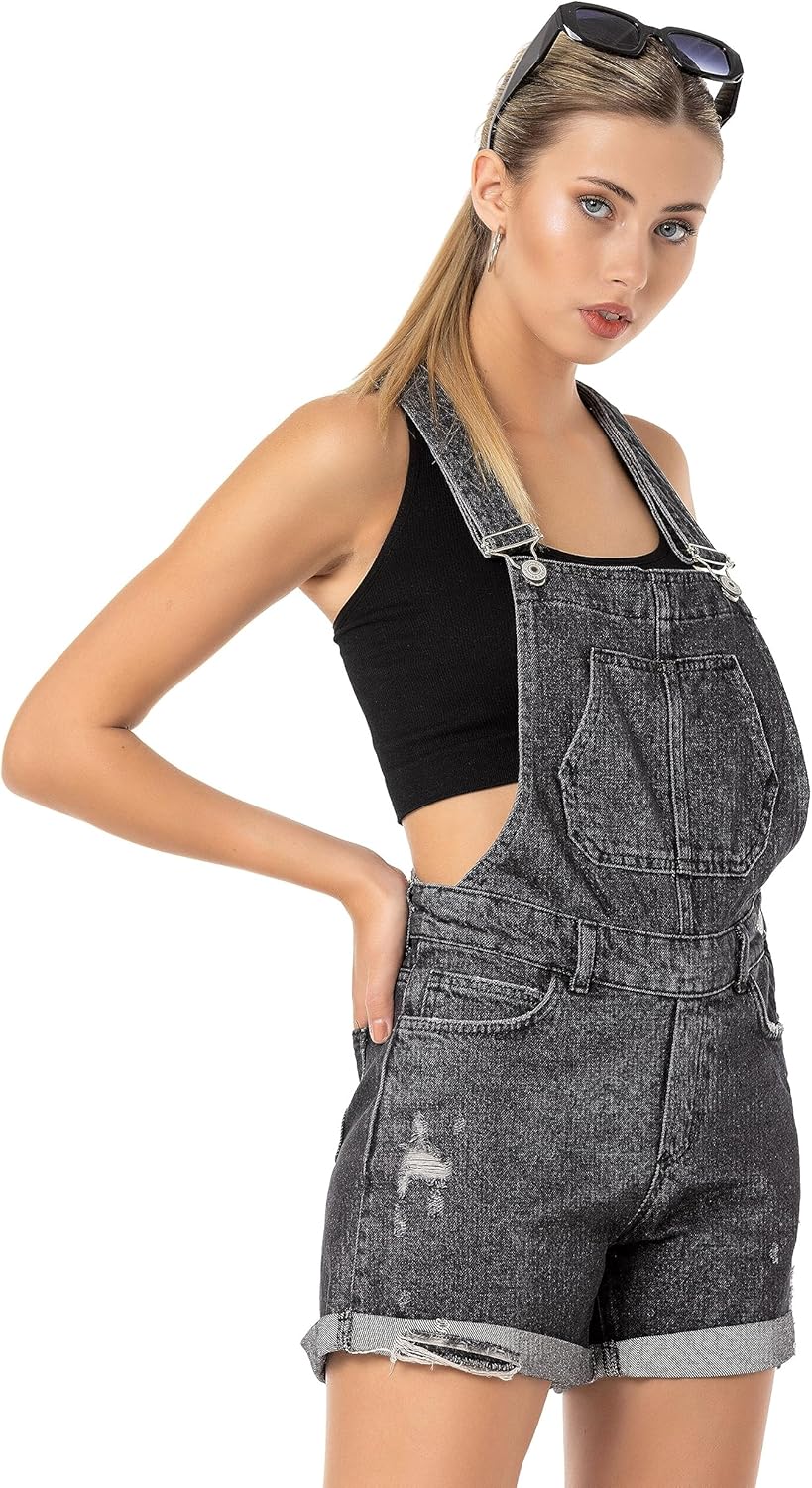 Redbridge Denim Latzhose für Damen Jeans Overall Jumpsuit 27W Schwarz, 27W Schwarz