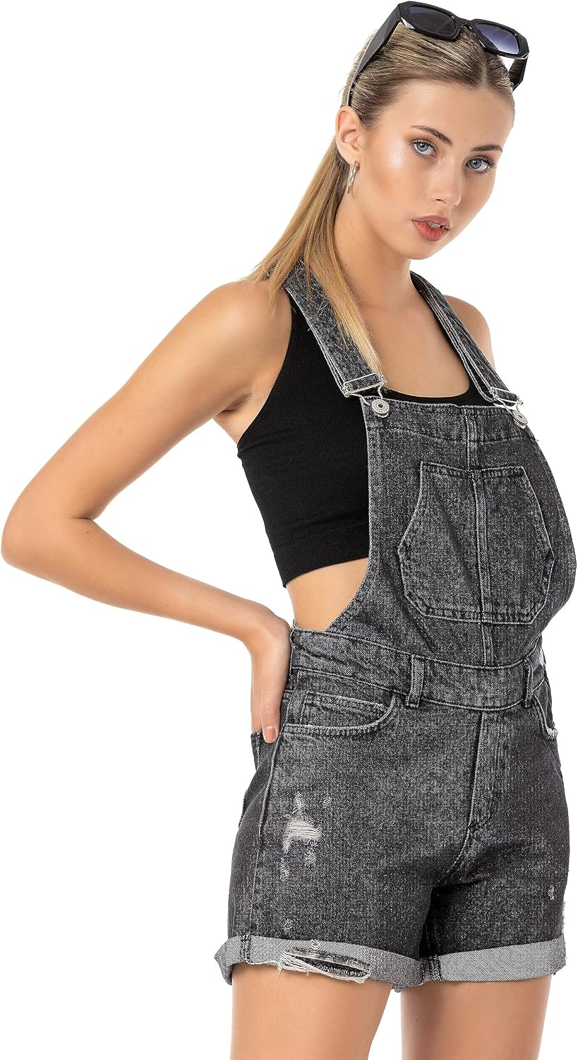 Redbridge Denim Latzhose für Damen Jeans Overall Jumpsuit 32W Schwarz, 32W Schwarz