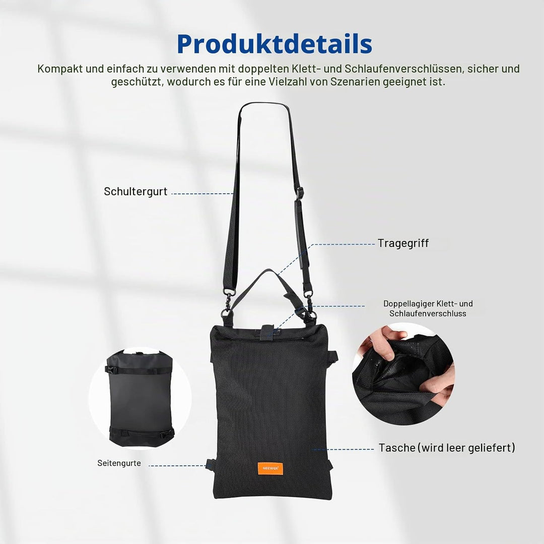 NEEWER Fotografie Sandsack 15,5 "x 9,4" Faltbare Aufbewahrungstasche mit Schultergurt, Polyester Sat