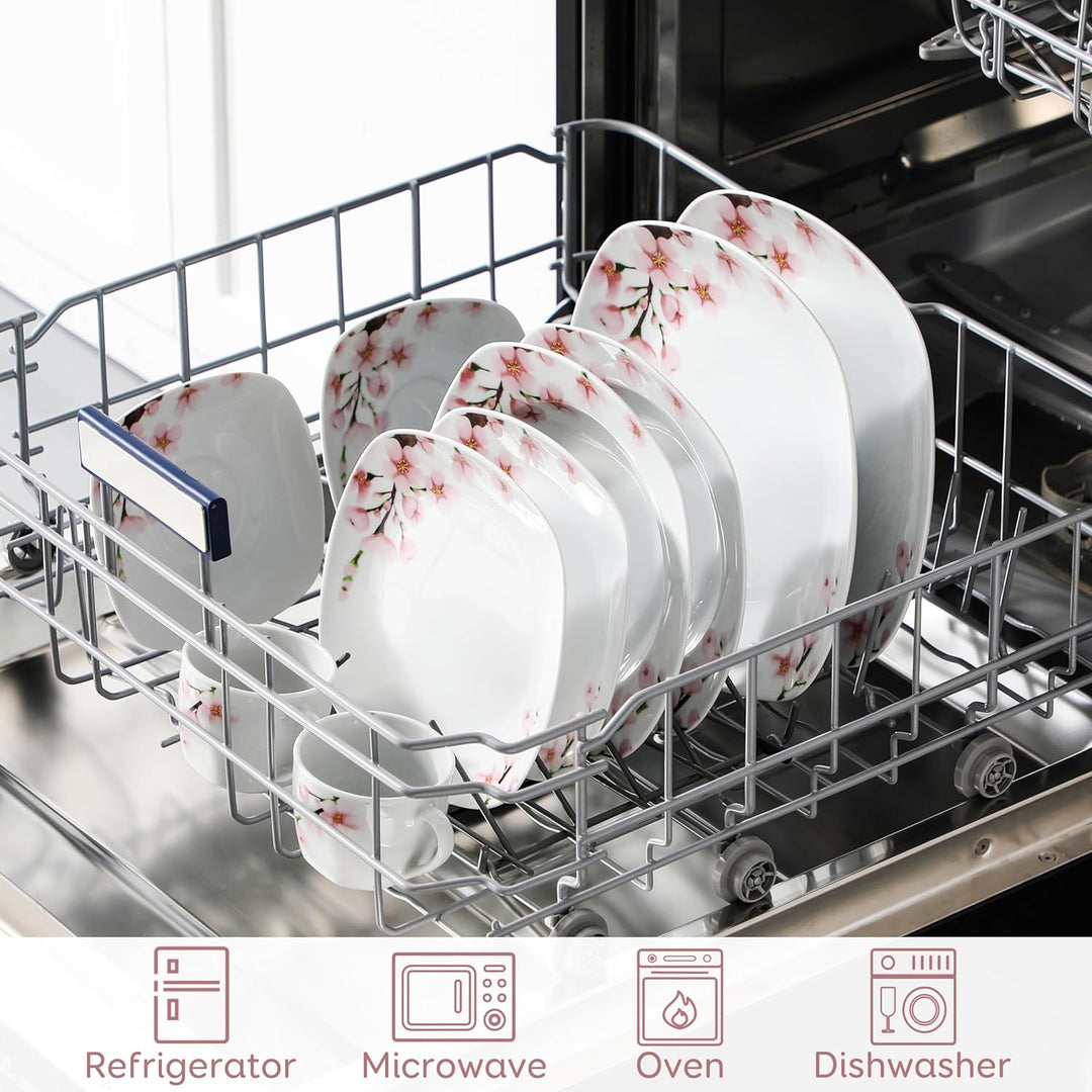 VEWEET Geschirrset 6 Personen, ANNIE 30-teilig Porzellan Geschirr Set, Tafelservice mit je 6 Speiset