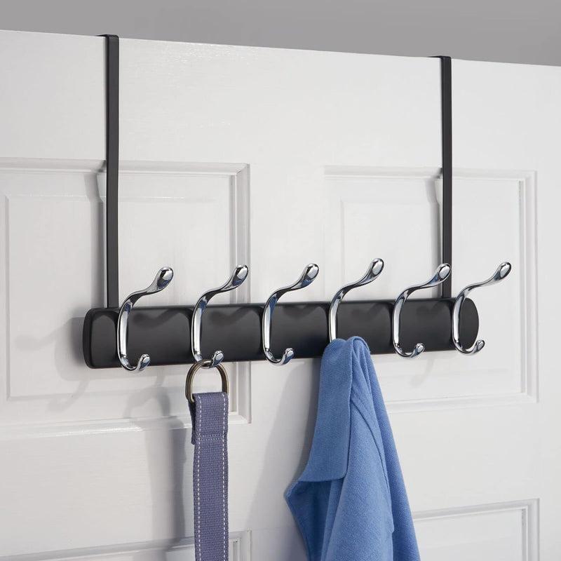 mDesign 2er-Set Türgarderobe zum Einhängen – 12 Garderobenhaken zum über die Tür hängen – Flurgarder