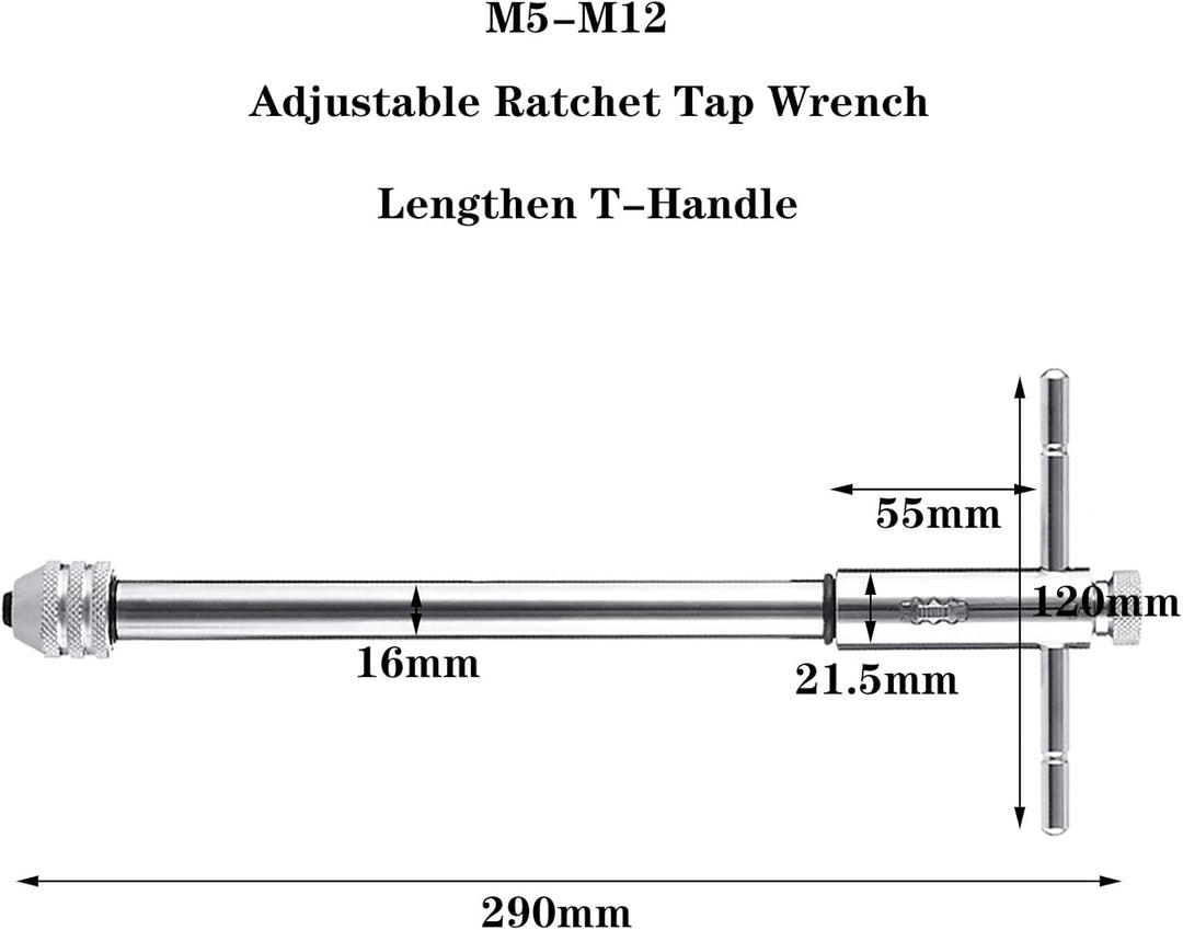 QISF Gewindeschneider Halter | Windeisen | Lang Werkzeughalter mit Gleitgriff für Gewindebohrer | M5