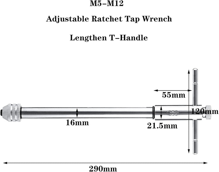 QISF Gewindeschneider Halter | Windeisen | Lang Werkzeughalter mit Gleitgriff für Gewindebohrer | M5