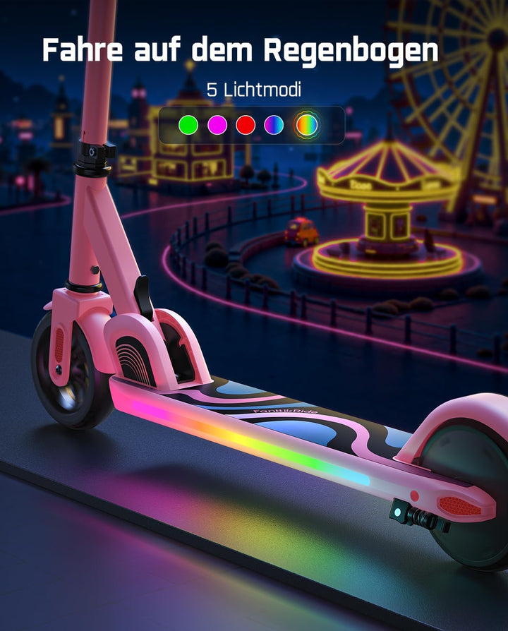 FanttikRide C9 Pro E Scooter Kinder von 120-160CM, Bunte Regenbogenlichter E Roller für Jungen und M