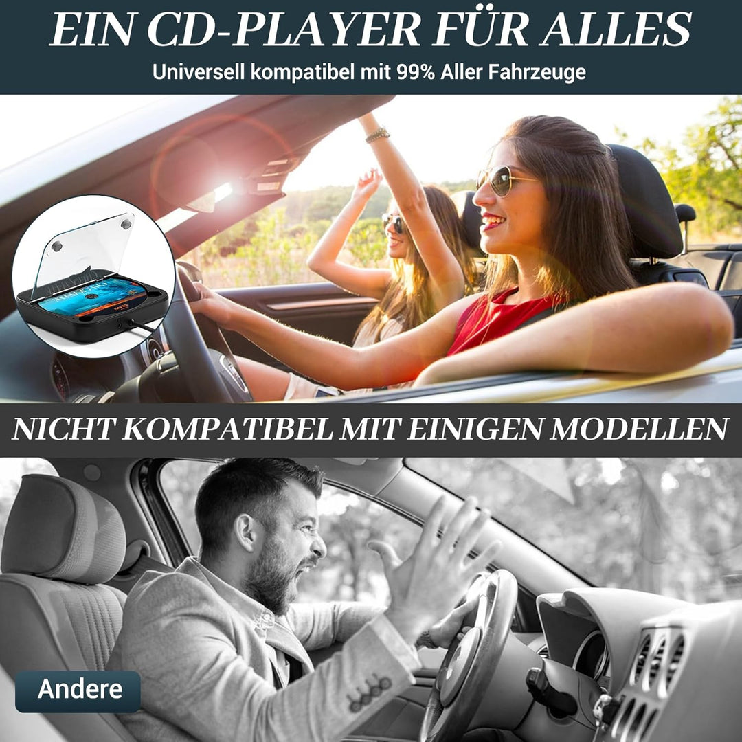 CD Player für Auto mit USB/AUX-Anschluss - Externer Universal Auto CD Player für PKW LKW, Extra USB-