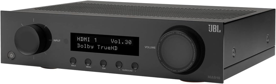JBL AV-Receiver MA510 5.1 Kanäle Klasse D 8K Bluetooth, 100 W, HDMI, Dolby und DTS-Dekodierung, Schw