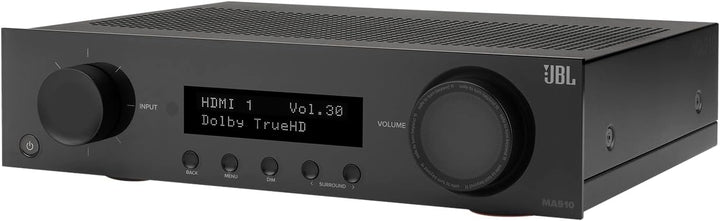 JBL AV-Receiver MA510 5.1 Kanäle Klasse D 8K Bluetooth, 100 W, HDMI, Dolby und DTS-Dekodierung, Schw