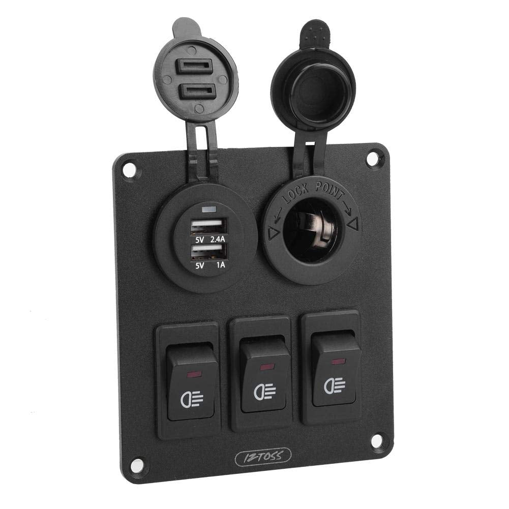 Keenso Auto Boot Wippschalter Panel, Wasserdichte marine LED 3 Gang Wippschalter Schaltpanel + Doppe