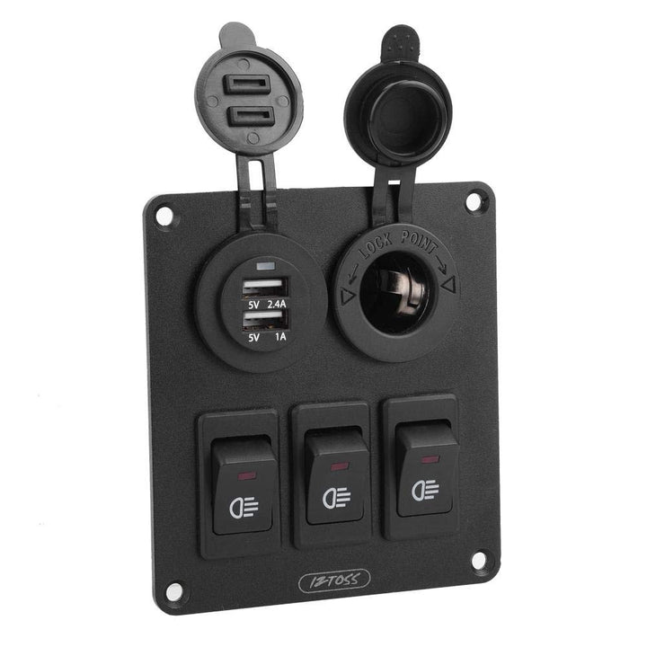 Keenso Auto Boot Wippschalter Panel, Wasserdichte marine LED 3 Gang Wippschalter Schaltpanel + Doppe