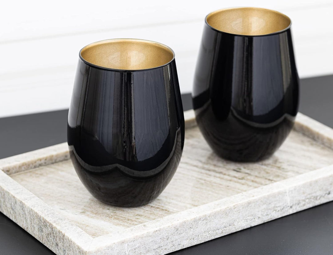 TREND FOR HOME Schwarze Trinkgläser Set 580 ml Weingläser Schwarze Gläser Set von 6 Trinkgläser Gros