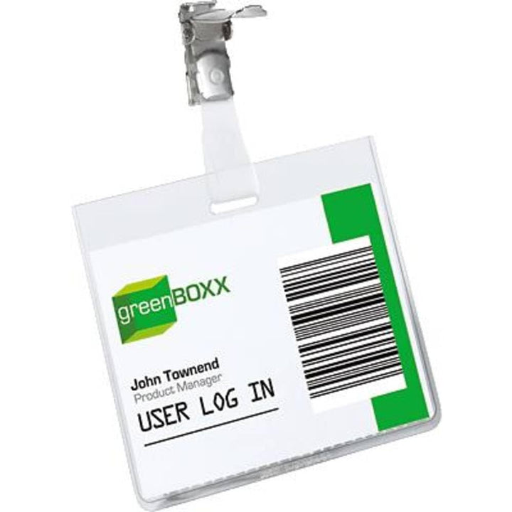 Durable Namensschild (mit Clip, 60 x 90 mm, Kunststoff) Packung à 25 Stück, transparent, 800319 60 x