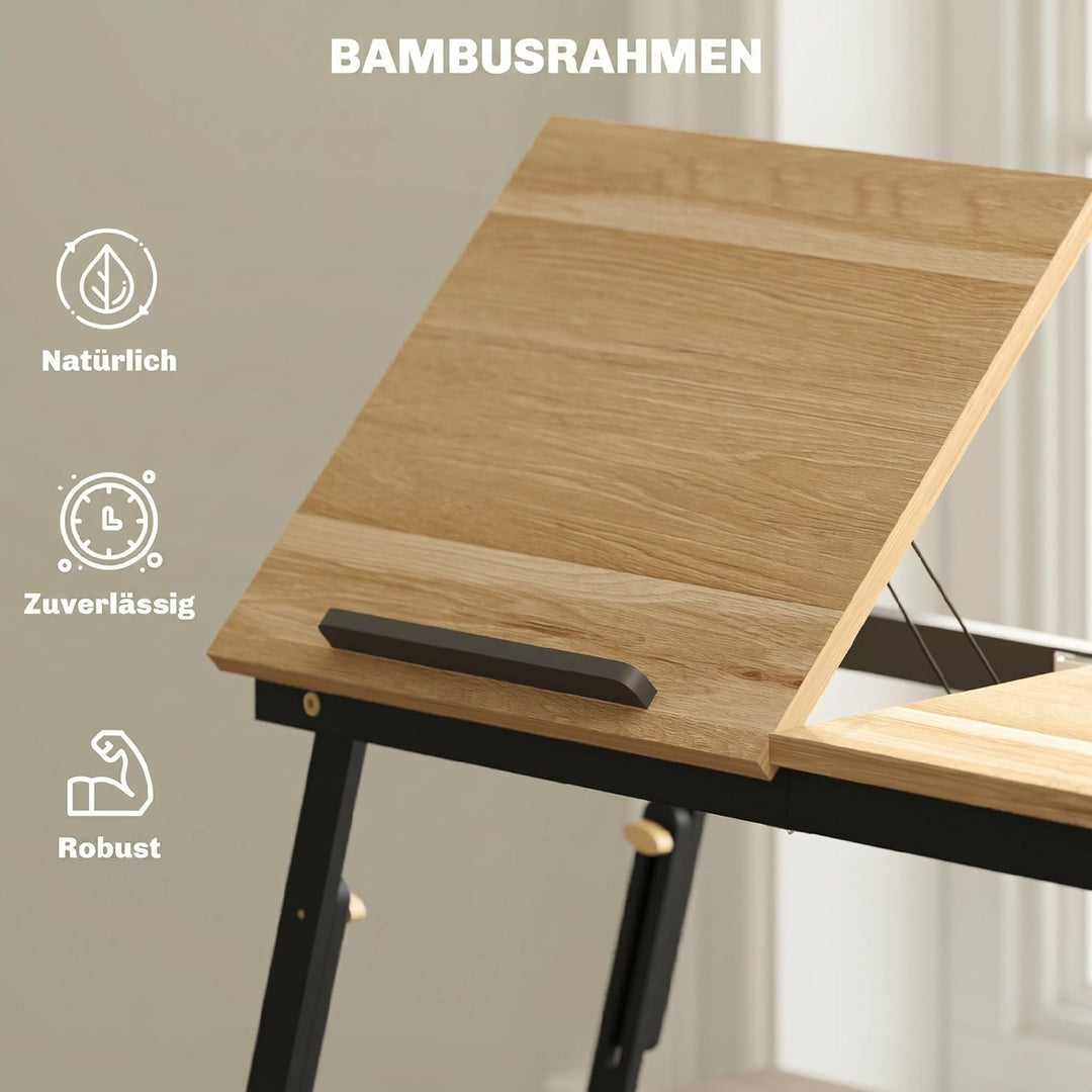 HOMCOM Laptoptisch Höhenverstellbar Betttisch mit Schublade, Klappbar Lapdesk Laptopständer für Sofa