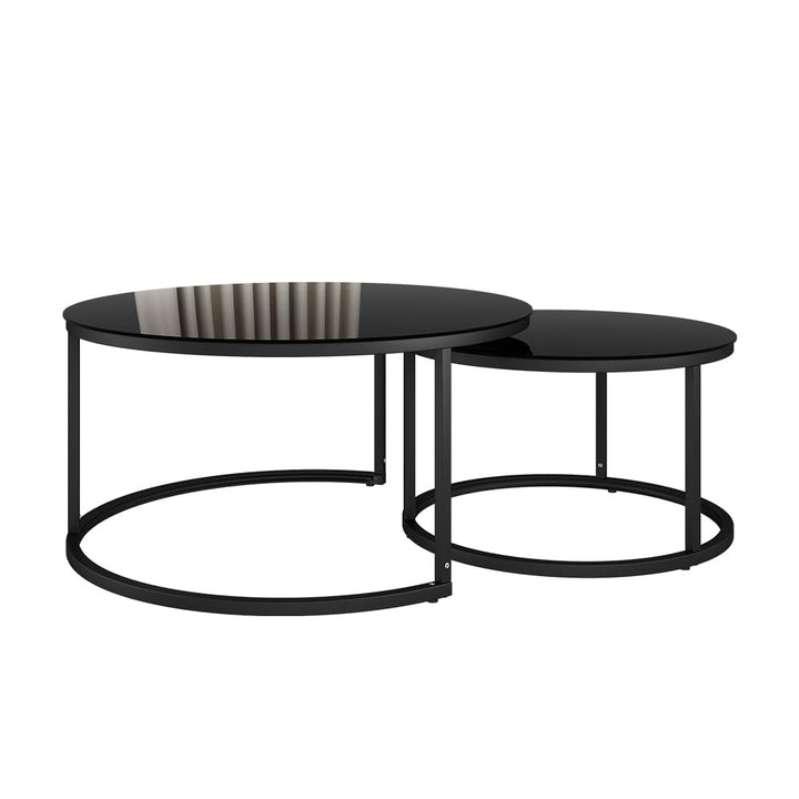 Vicco Couchtisch-Set Montreal, Schwarz Hochglanz, 77 x 77 cm 2 Teile, platzsparend klappbar und viel