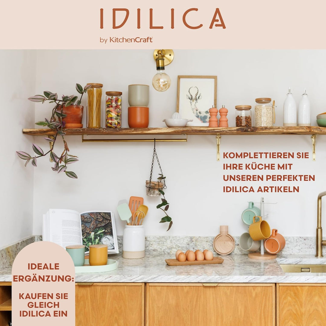 KitchenCraft Idilica Nudelschalen aus Steinzeug, 4er-Set flache Keramikschalen, mikrowellen- und spü